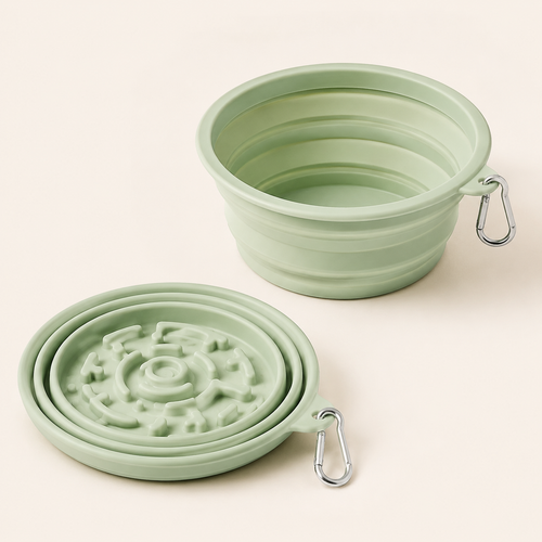 3-in-1 Collapsible Slow-Feeder Travel Bowl